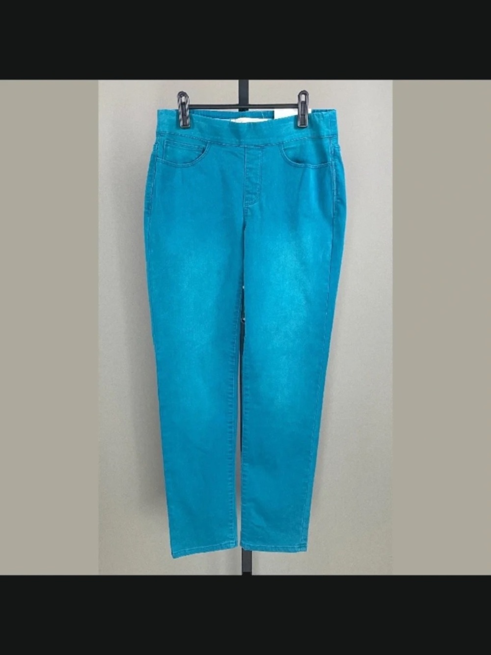 NEW Soft Surroundings Jeans Womens XS blue denim straight leg pull on colorful